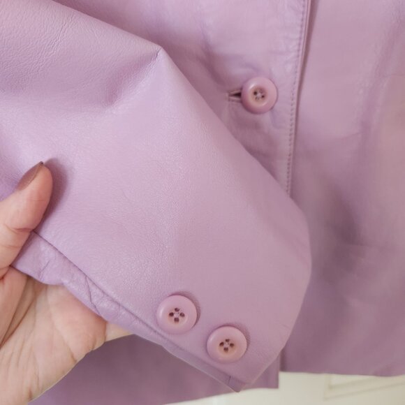 Mixit Genuine Leather Lavender Purple Blazer Jacket Office Spring Easter Pretty - Picture 6 of 12